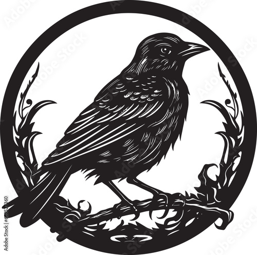 Robins Serenade Excellence Monochromatic Art Feathered Majesty in Simplicity Black Logo