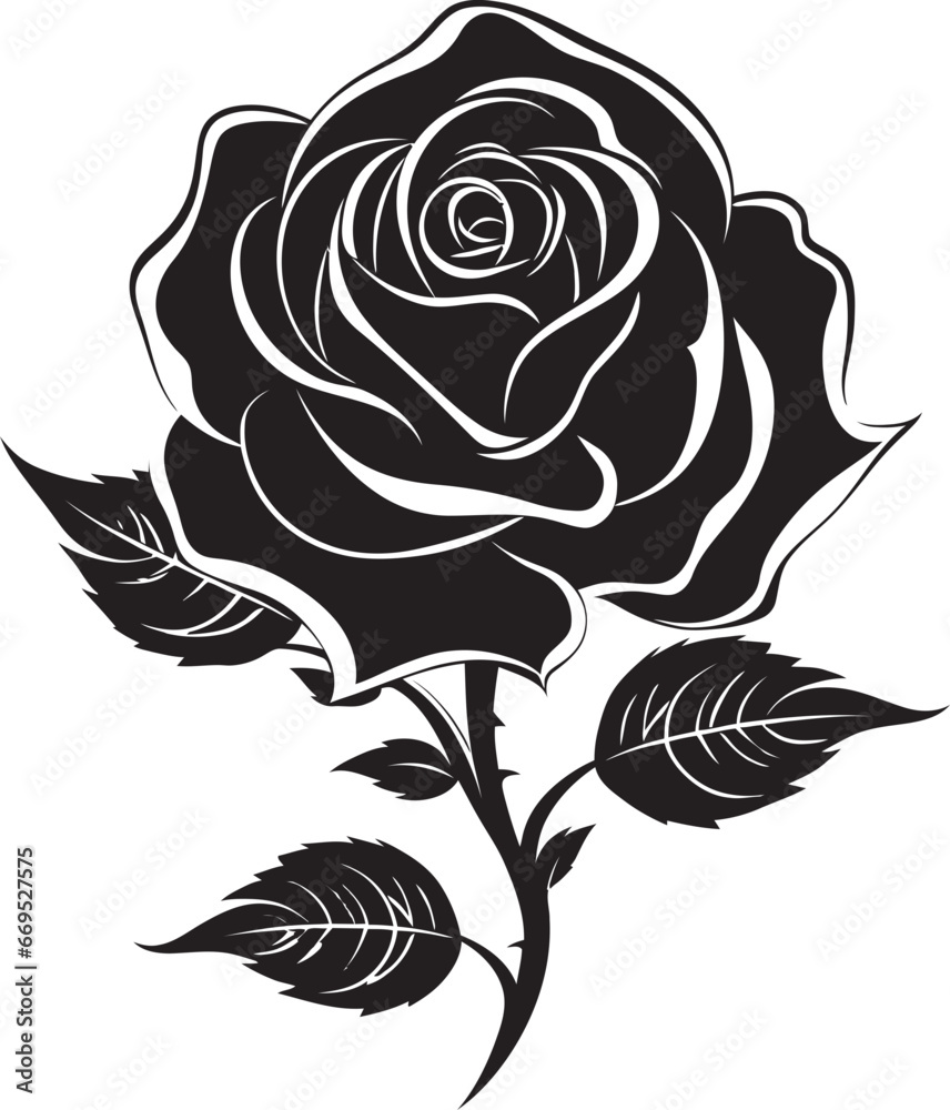 Natures Serenity Rose Symbol in Black Emblematic Floral Charm Logo Design