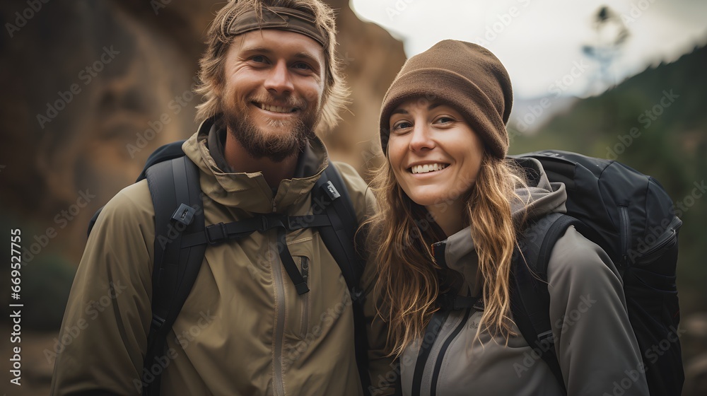 Couple's adventure, a couple regardless of gender go backpacking, showcasing shared adventures and challenges