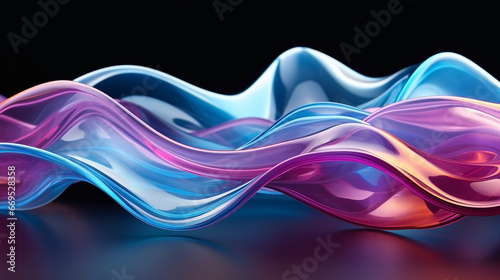 Abstract blue, purple, and pink wavy background. Illustration, wallpaper.
