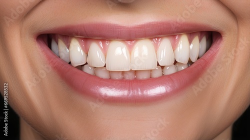 Before and after of smile makeover treatment with ceramic crown and porcelain laminated veneers.