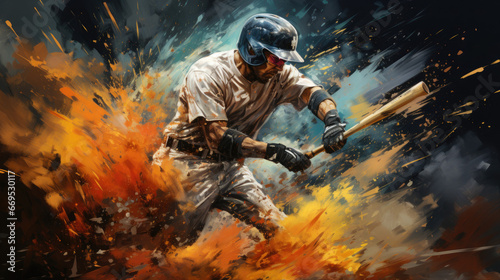 Baseball Player's Grand Slam: Wallpaper Masterpiece - Fictional Person, Generative AI