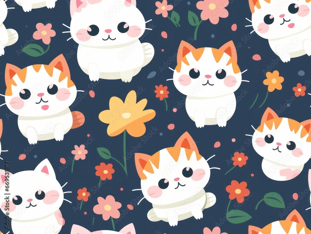 cute cat seamless pattern