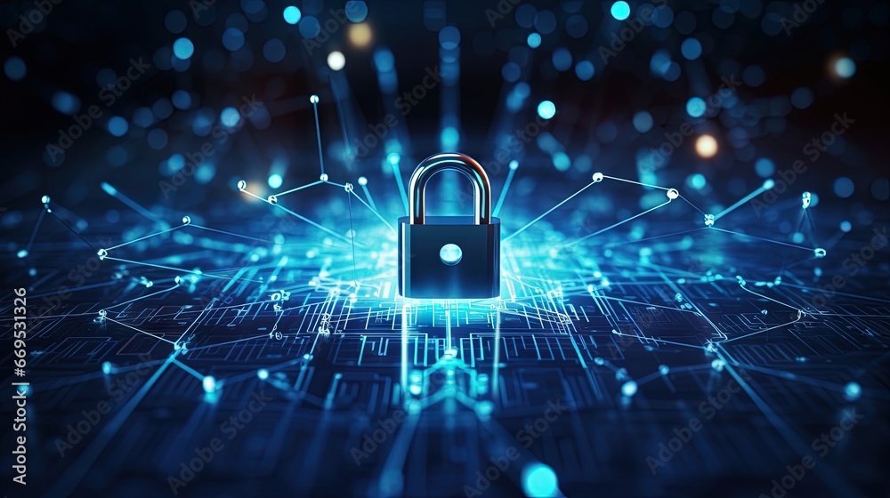 Cybersecurity data protection technology concept and internet network ...