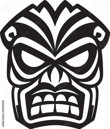 Serenade in Simplicity Black Tiki Mask Emblem Elegance in Tribal Legacy Iconic Tiki Symbol