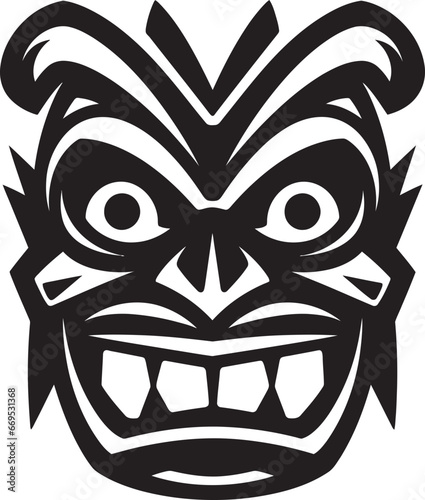 Elegance in Heritage Emblematic Tiki Symbol Noble Guardian of Culture Black Vector Design
