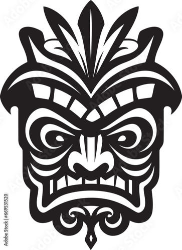 Majestic Tiki Tradition Logo Design with Monochrome Tiki Mask Regal Art of the Ancients Modern Black Icon