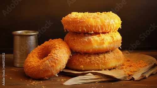 vada is donut, made with urad dal flour, indian snack food photo