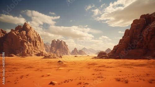 view in the Sahara desert of Tadrart rouge tassili najer in Djanet City ,Algeria.colorful orange sand, rocky mountains photo