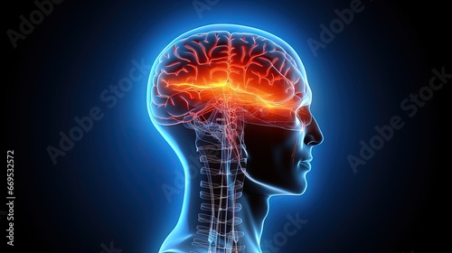 Human head with Brain stroke World mental health day Mental health awareness concept