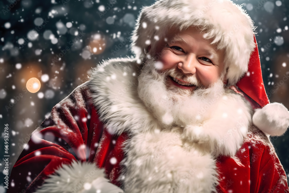 christmas tree decorations, santa claus with gifts, snowman in the snow, christmas gift boxes christmas tree decorations, santa claus with gifts, snowman in the snow, christmas gift boxes