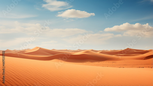 A vast desert, with sand dunes stretching to the horizon