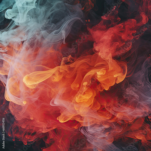 Abstract colorful smoke flowing and growing.