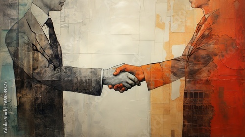Business Partners Seal the Deal with Handshake: A Symbol of Teamwork, Trust, and Success in Modern Office Environment