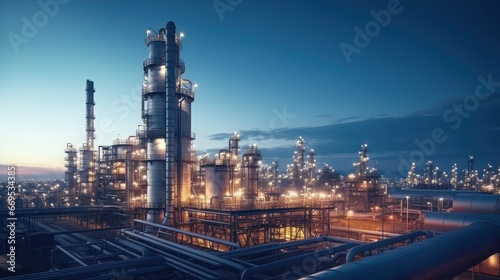factory of Large oil refinery pipeline and gas pipeline in the process of oil refining and the movement of oil and gas