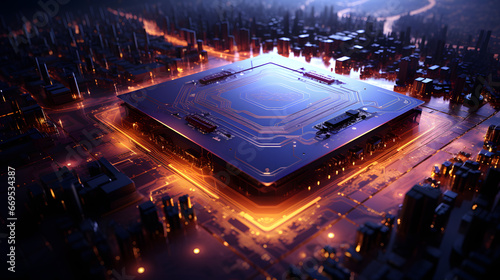chipset on the board pc for electronic and technology concept