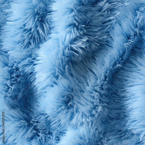 blue fluffy chenille fabric pattern seamless texture, generative ai