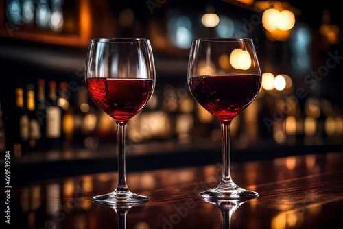 two glasses of red wine on the table