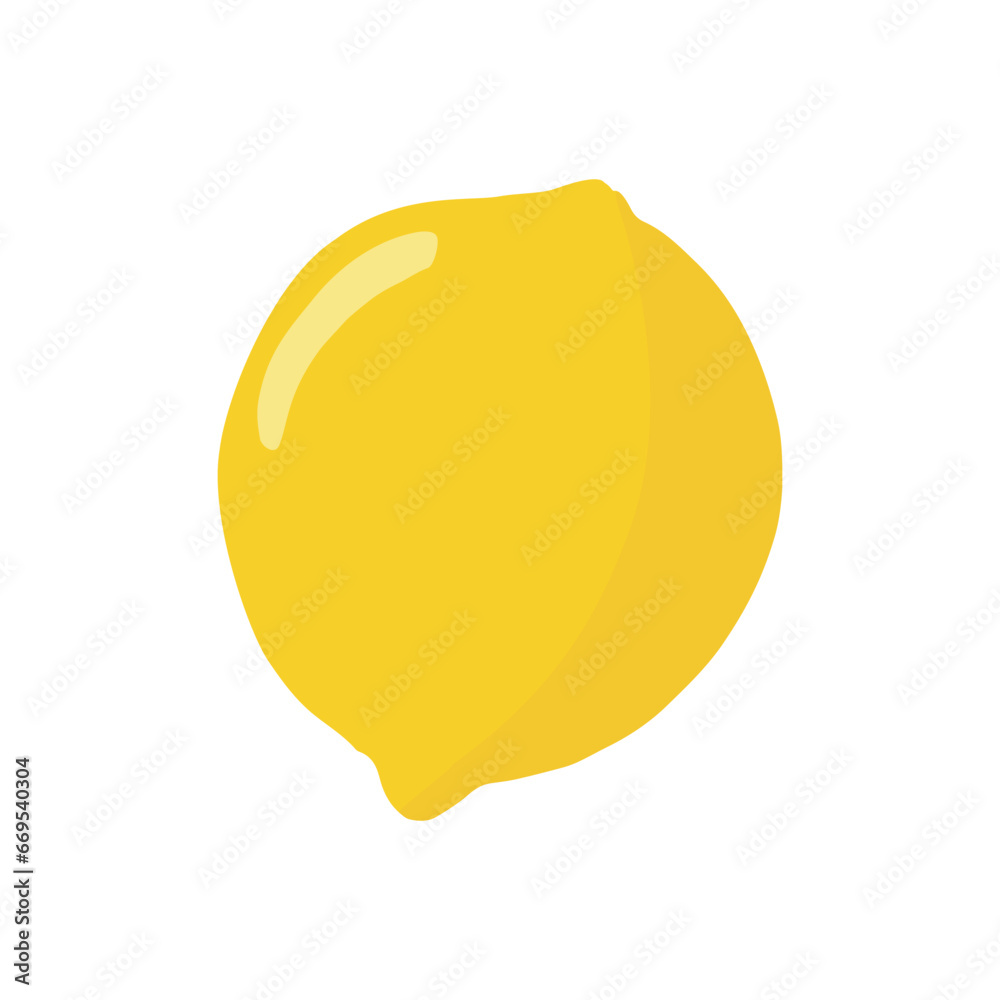 Lemon in a flat style. Vector illustration highlighted on a white background.