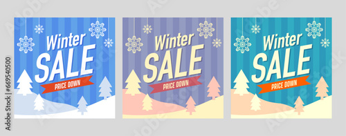 ウィンターセールバナー、雪の結晶、Winter SALE banner