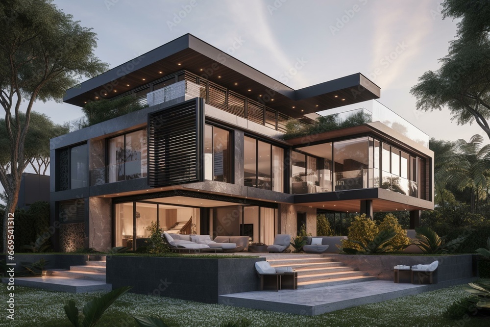 A beautiful and luxurious house that embodies the concept of a dream home. Generative AI
