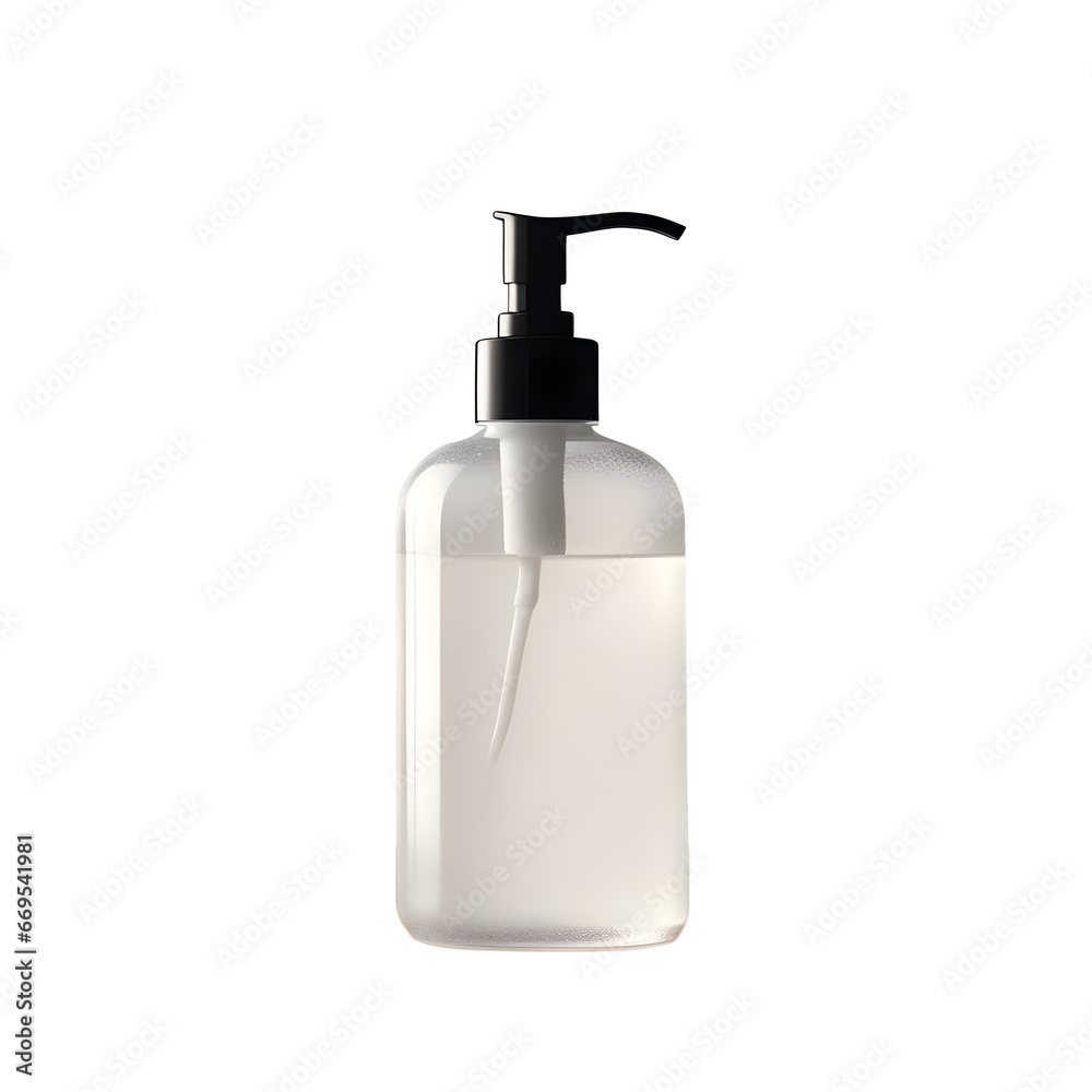 Plastic cosmetic bottle with dispenser pump isolated Plastic cosmetic bottle with dispenser pump isolated