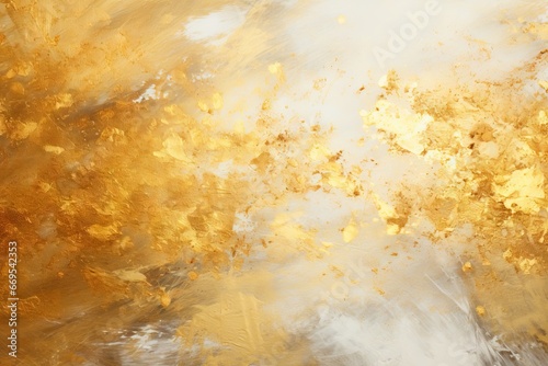 Fond abstrait lumineux, blanc et or. taches granuleuses. Idéal comme fond d'écran. IA générative, IA © Merilno