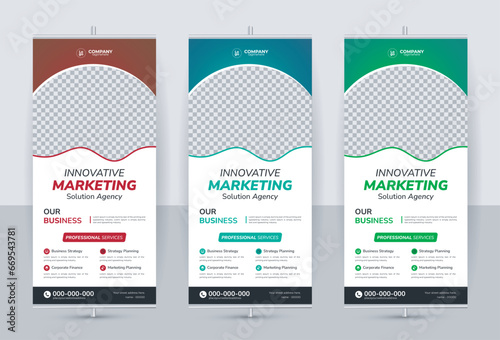 eye caching high quality professional modern rollup banner design template. business rollup banner design, 3 color rollup pullup