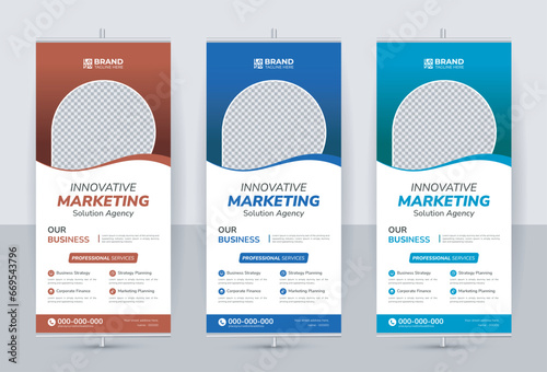 Modern eye caching corporate business rollup banner design with multiple trendy gradient colors design vector bundle template