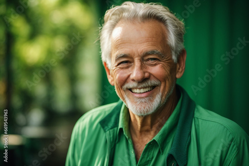 old handsome man smiling and laughing photo
