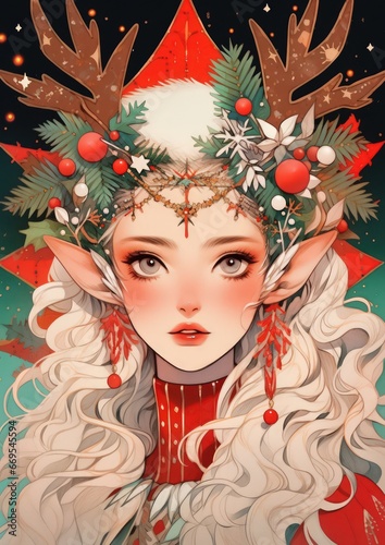 portrait of a beautiful christmas fairy - ai-generated