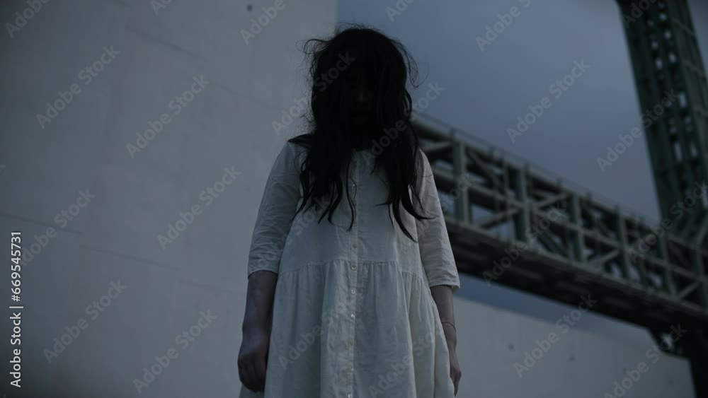 Portrait of asian woman make up ghost,Scary horror scene for background,Halloween festival concept,Ghost movies poster,angry spirit in the apartment Portrait of asian woman make up ghost,Scary horror scene for background,Halloween festival concept,Ghost movies poster,angry spirit in the apartment