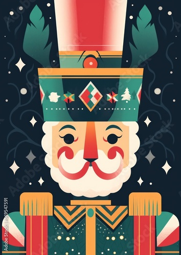 beautiful folkloric image of a nutcracker, suitable for a christmas greeting card - ai-generated photo