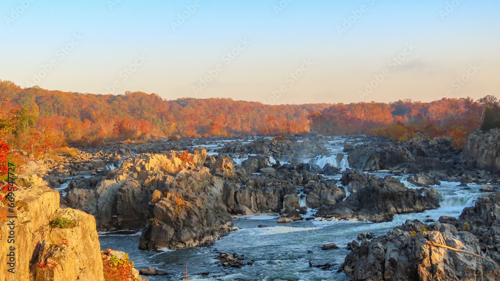 Autumn waterfalls landscape