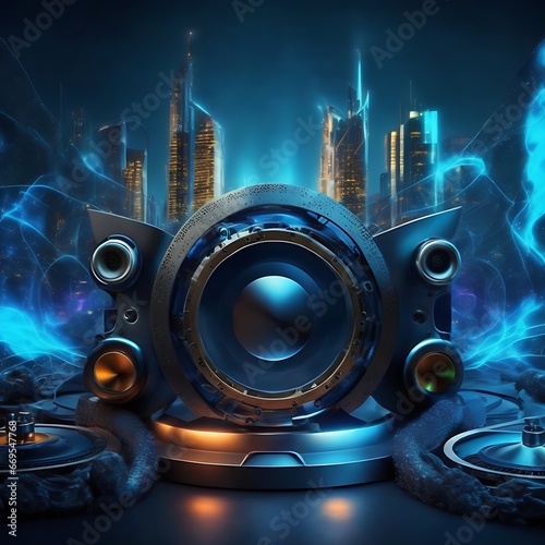 Abstract Musical Party Background With Speakers