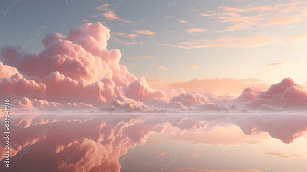 Fantasy pink landscape planet with snowy mountains and sunset. 3D illustration. Fantasy pink landscape planet with snowy mountains and sunset. 3D illustration.