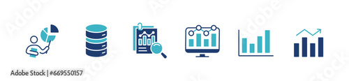 data statistic analysis chart icon set business diagram presentation graph vector symbol illustration 