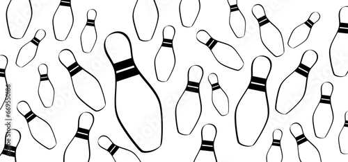 Cartoon bowling pin with stripes and bowling ball. Bowling strike idea. Sport or hobby game. Playing in a team, competition or tournament. Bowling pins and skittles. Play kegling team.