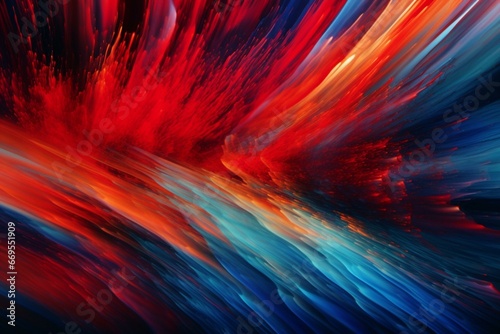 Vibrant streaks of red and blue in blurred motion. Generative AI