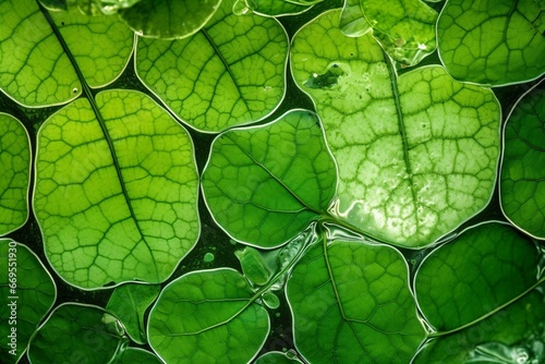Plant cells containing chlorophyll in a green plant. Generative AI photo