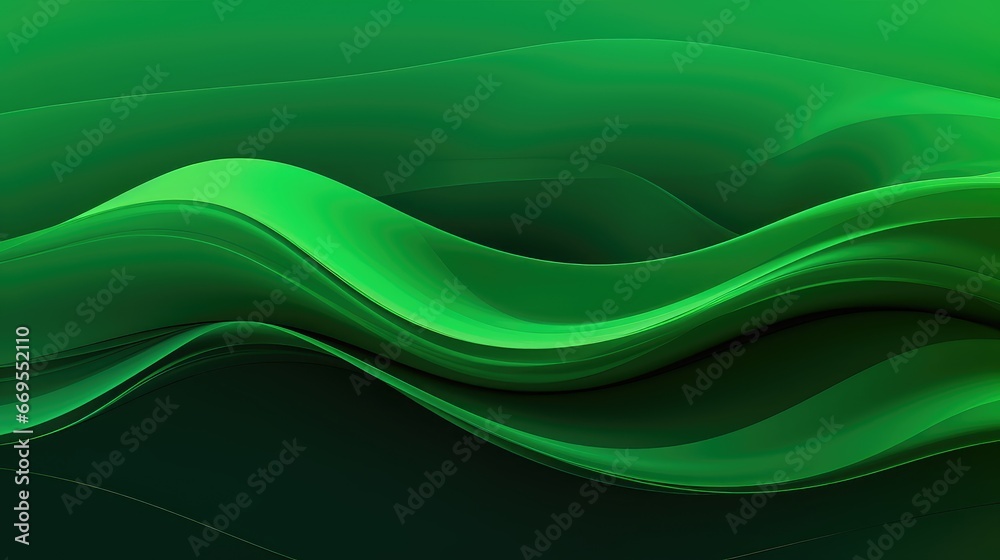 Obraz premium Abstract green background with wavy lines
