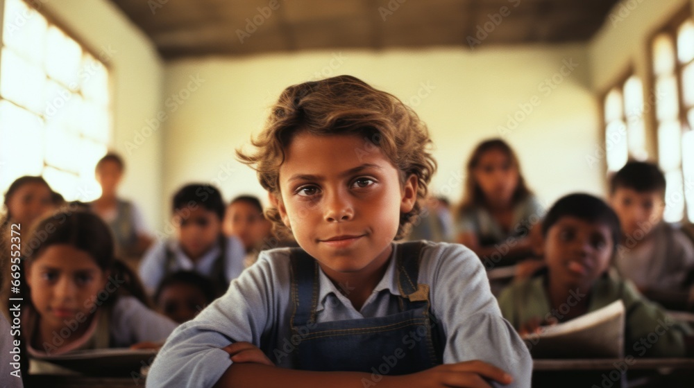 Determined children in a makeshift classroom overcoming educational challenges Determined children in a makeshift classroom overcoming educational challenges