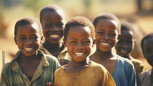 Resilient Smiling Children in a Rural African Village photo