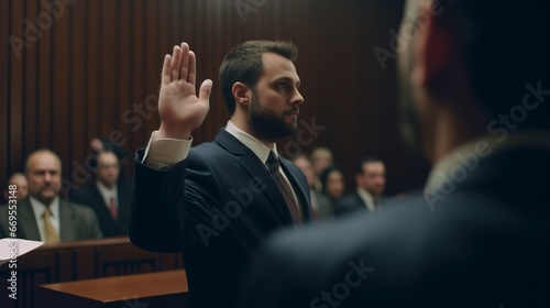 Sworn in Witness Taking Oath in Court photo