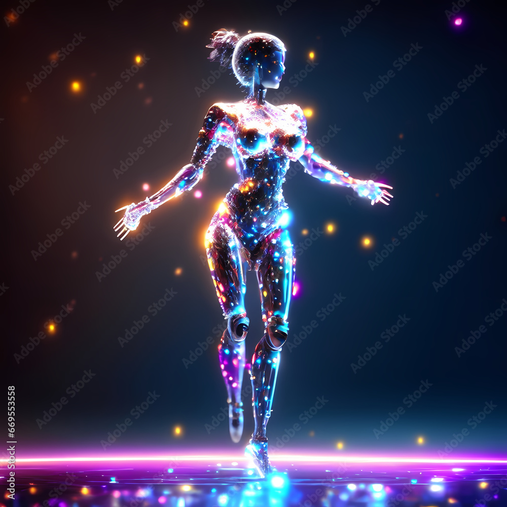 AI template in hologram background