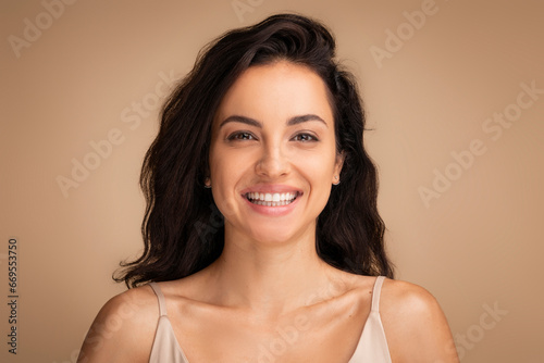Timeless Beauty Portrait of Young Brunette Woman