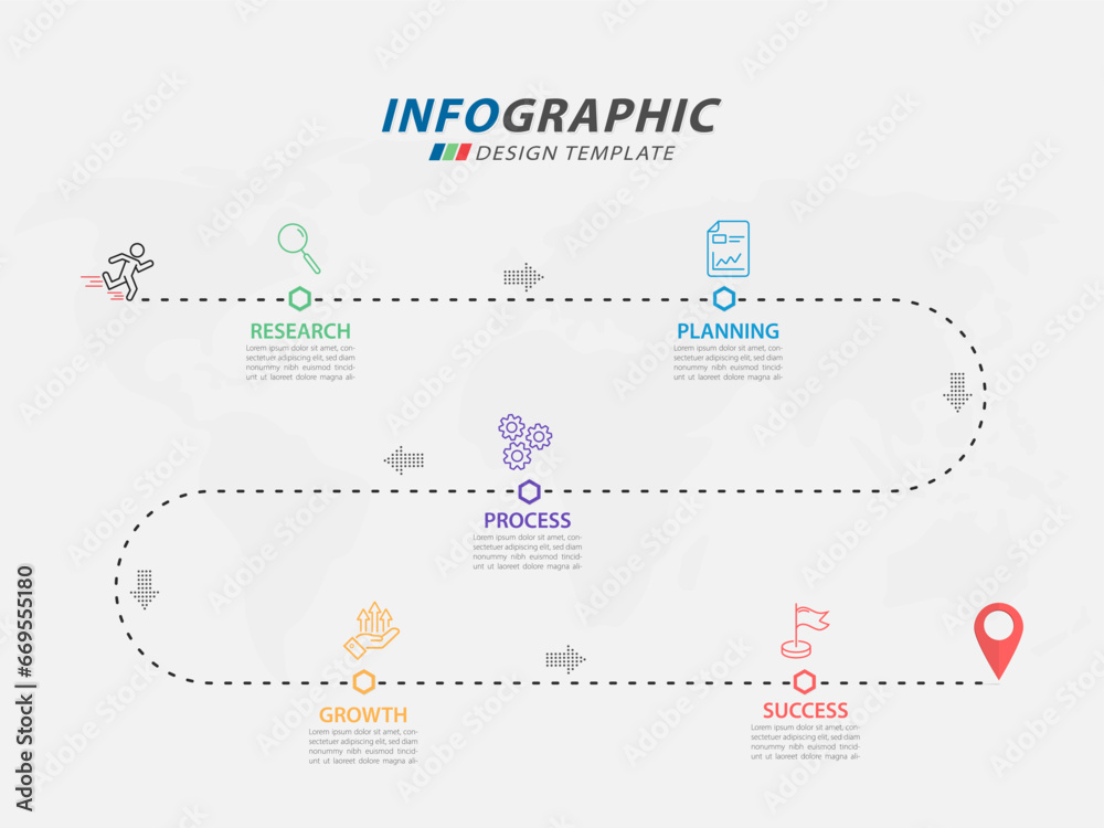 Timeline Creator infographic template. 5 Step timeline journey, calendar Flat simple infographics design template. presentation graph. Business concept with 5 options, vector illustration.