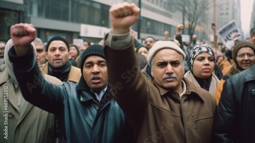 Unity and Solidarity: People from Different Backgrounds Supporting Muslim Demonstrators photo