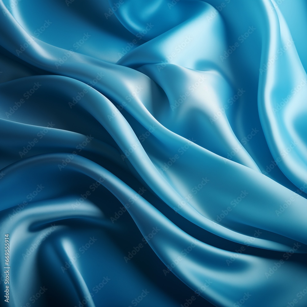Obraz premium Luxury glossy blue liquid background with drapes. AI generated