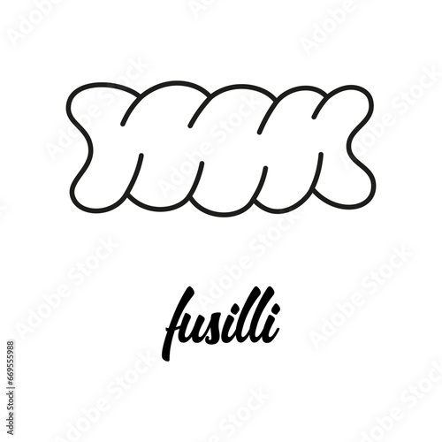fusilli pasta illustration isolated on white, vector sketch, traditional Italian food